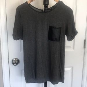 🌻Forever 21 faux leather pocket T